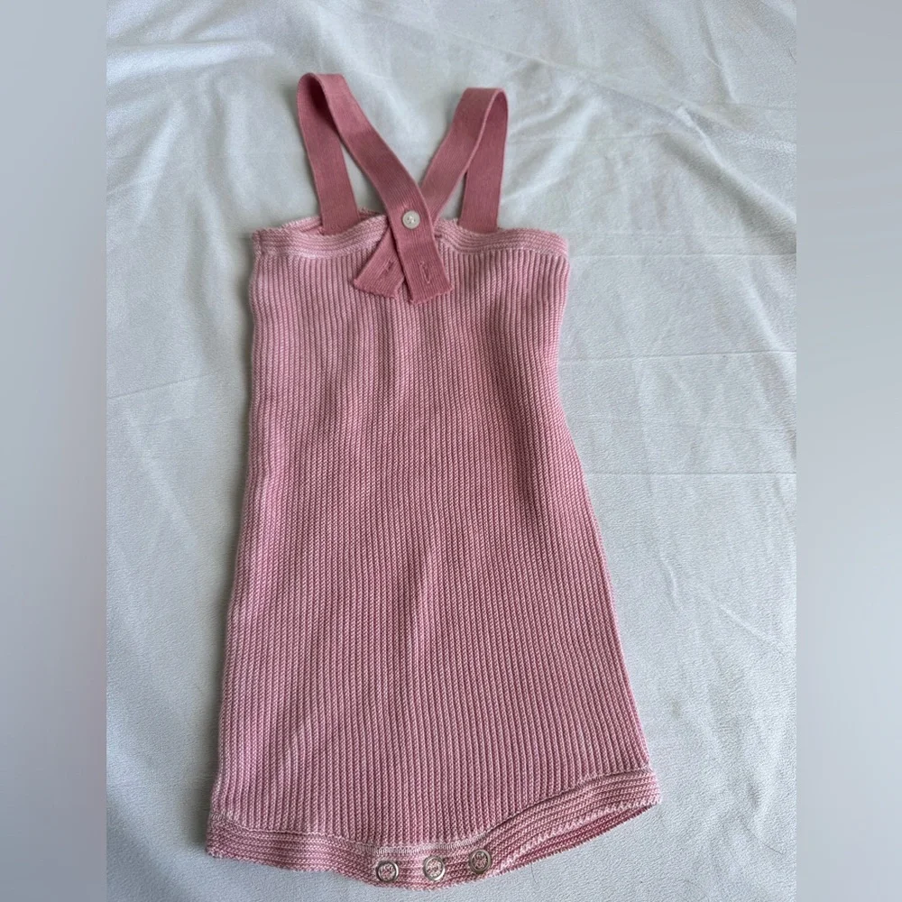 Piccino Piccina P&P‎ Baby Girl Pink 18 m Knit One Piece Cross Back 100% Cotton